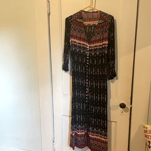 Midi Dress, Button Down, 3/4 Sleeves